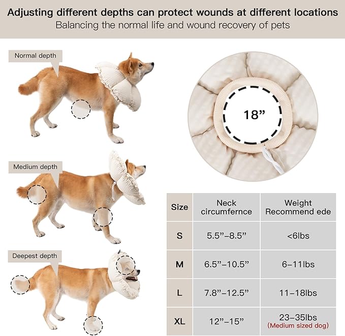 H HIDREAM Soft Dog Cones for Medium Dogs, Cute Adjustable Cone for Dogs to Stop - Image 2