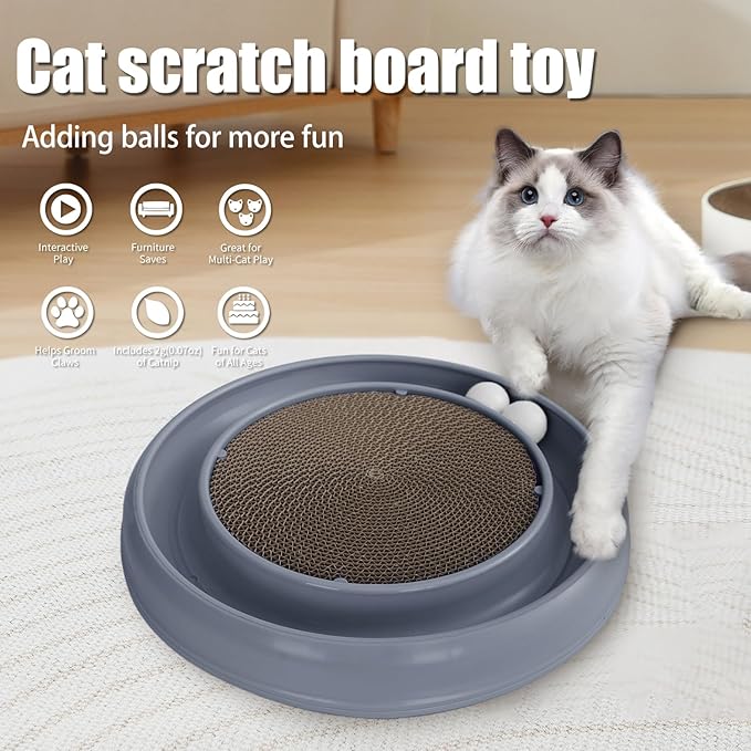 Cat Scratcher Toy Ball Track for Indoor Cats, Round Interactive Scratching - Image 3