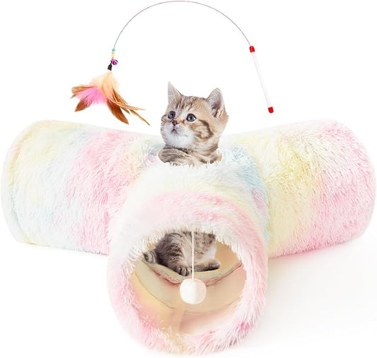 Tempcore Plush Pet Cat Tunnel Tube Cat Toys 3 Way Collapsible, Tunnels by Tempcore