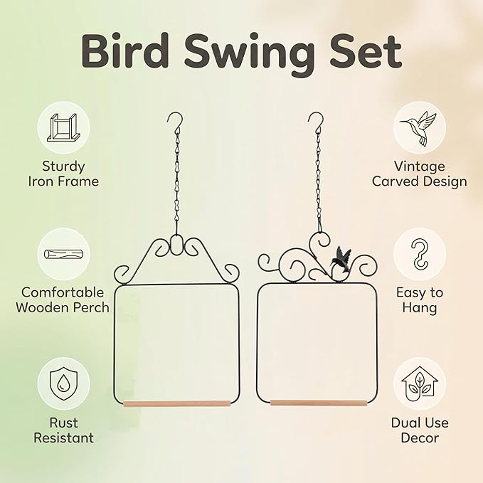 Two piece Metal Bird Swing - Image 3