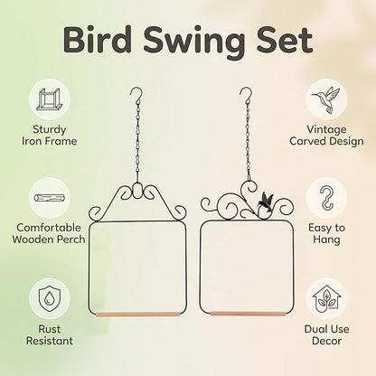 Two piece Metal Bird Swing - Image 3