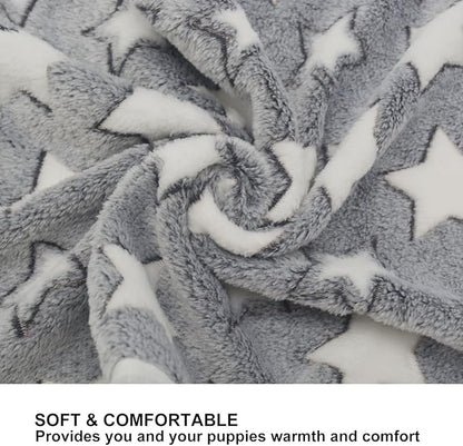 1 Pack 3 Puppy Blankets Cat Dog Blankets Super Soft Warm Sleep Mat Grey Star - Image 4