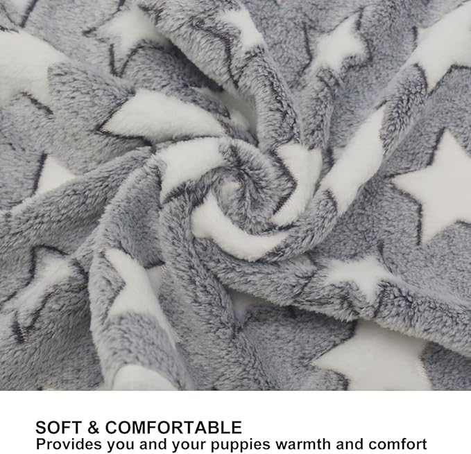 1 Pack 3 Puppy Blankets Cat Dog Blankets Super Soft Warm Sleep Mat Grey Star - Image 4