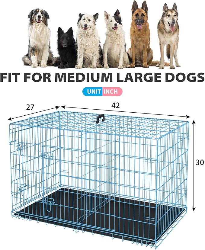 BestPet | Dog Crate | 42" | Blue | Foldable Metal Kennel - Image 7