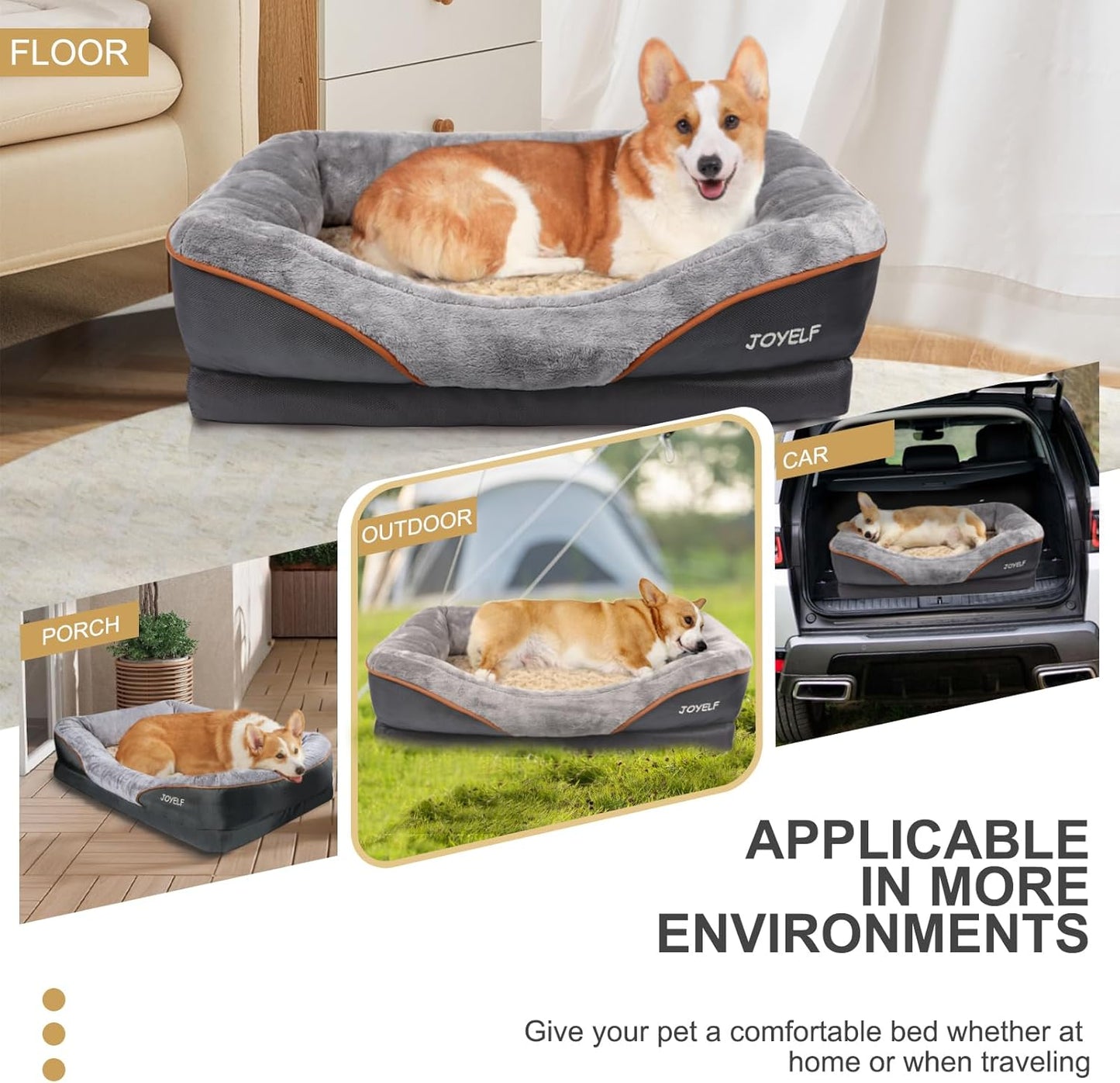 JOYELF Memory Foam Dog Bed Small Orthopedic Dog Bed & Sofa with Removable Washable Cover and Squeaker Toy as Gift