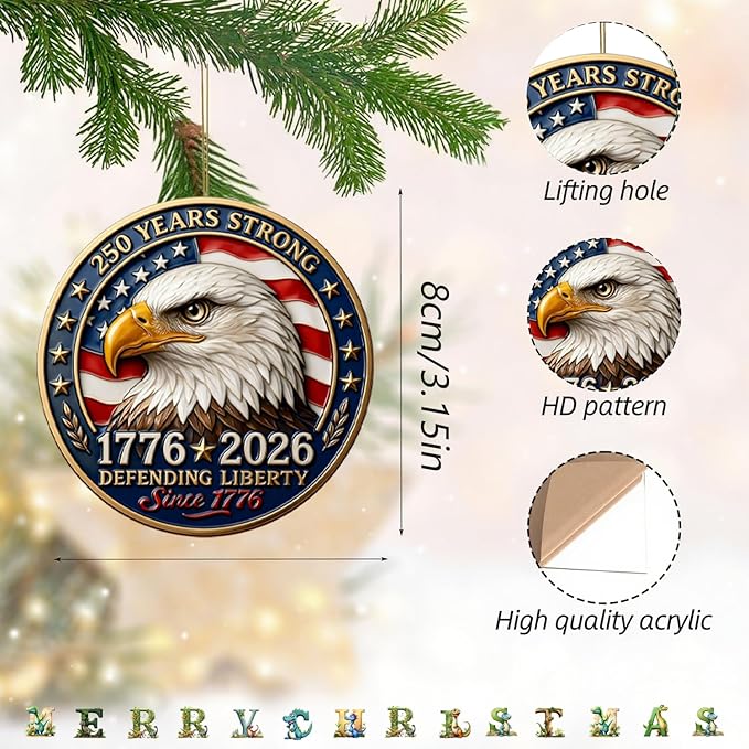 9 Pcs 250th Anniversary USA Ornament Eagle 1776-2026 Independence Day Decor 2D - Image 3