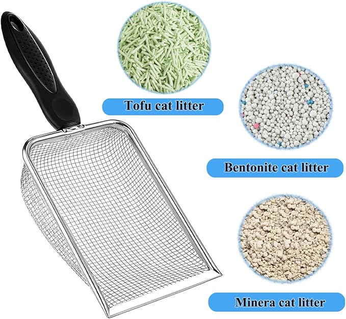 Cat Litter Scoop, Stainless Steel Cats Sturdy Mesh Scooper Kitty Metal Scooper - Image 2
