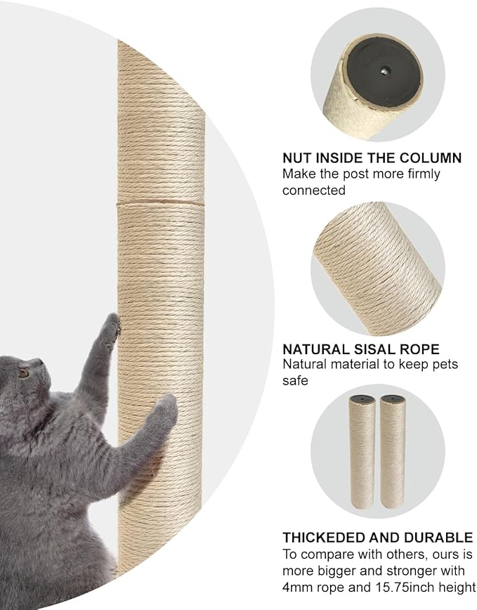 TIMHAKA Cat Scratching Post Replacement, Refill Sisal Rope Scratcher Posts - Image 4