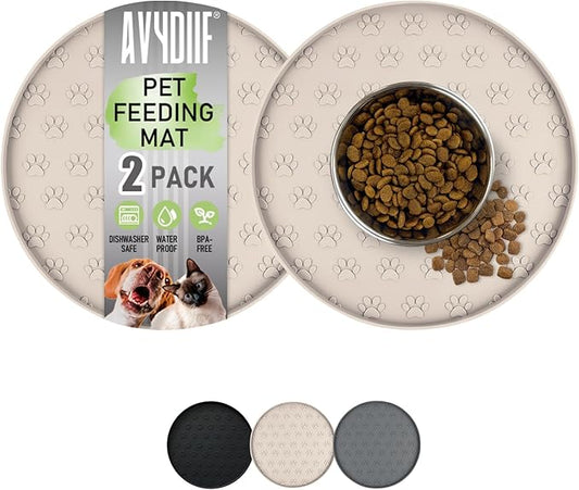 Pet Feeding Mats for Food and Water, Waterproof Anti-Slip Placemats for Dog Cat by AVYDIIF