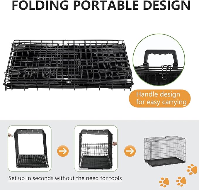 FDW Dog Crate 48-Inch Dog Cage Foldable Metal Kennel - Image 5