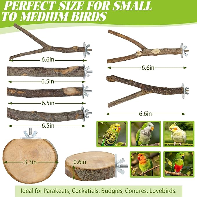8 PCS Bird Perch Set for Cage - Image 3