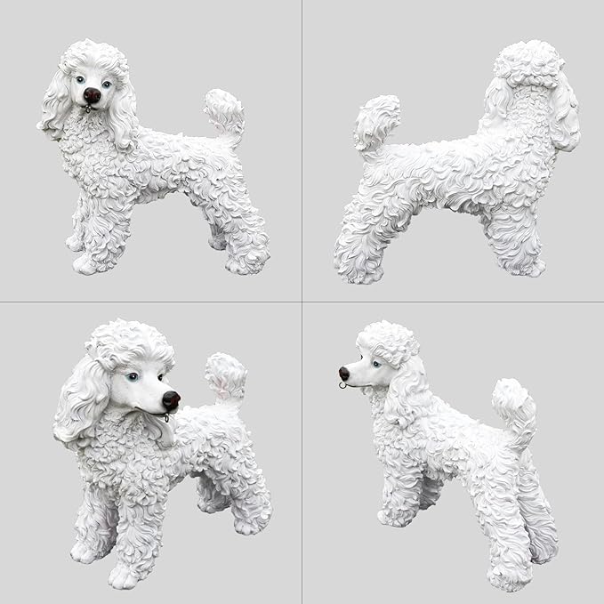 White Poodle Dog Garden Statue - Image 9
