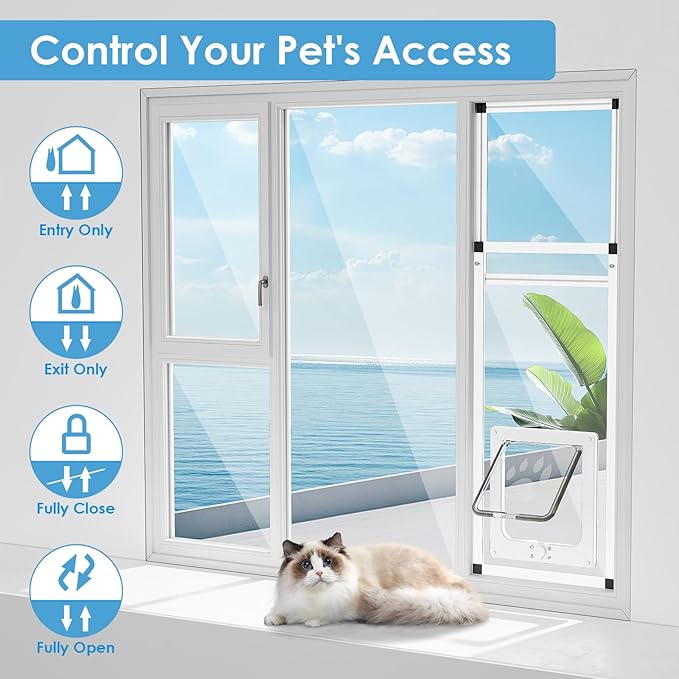 Vertical Cat Door for Window, Fits 31"-42" Height Window, 1-Min Install | - Image 3
