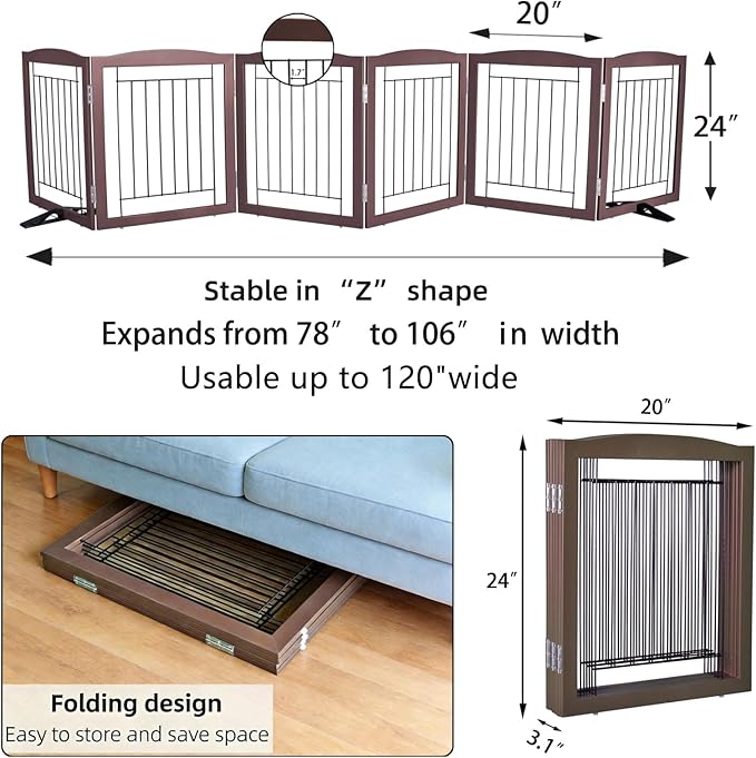 ZJSF Freestanding Dog Fence Indoor, Foldable Dog Gate - Image 7