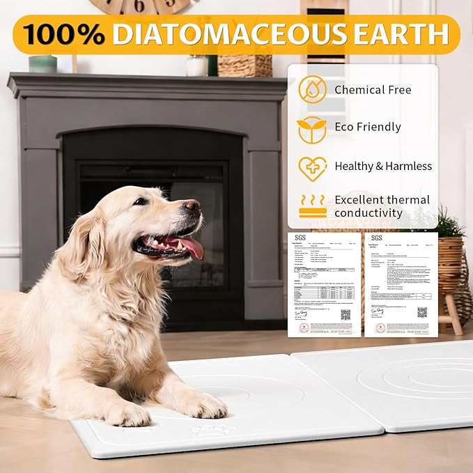 Stone Dog & Cat Food Mat, Bite-Proof Non-Slip Large Diatomaceous Pet Feeding Mat - Image 2