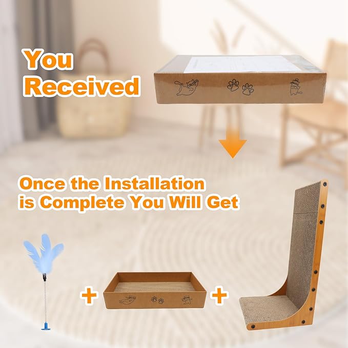 Goosheep 22in L-Shaped Cat Scratcher 2-in1 Scratching Board - Image 2