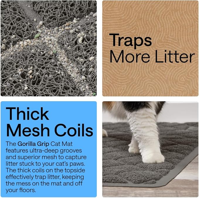 GORILLA GRIP Cat Litter Box Mat, Cushioned Coil Mesh Litter Trapping Mats - Image 3