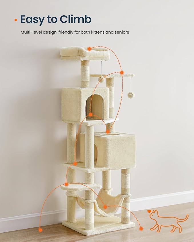 SONGMICS HOME Cat Tree for Indoor Cats, Hammock and Condo - Image 3