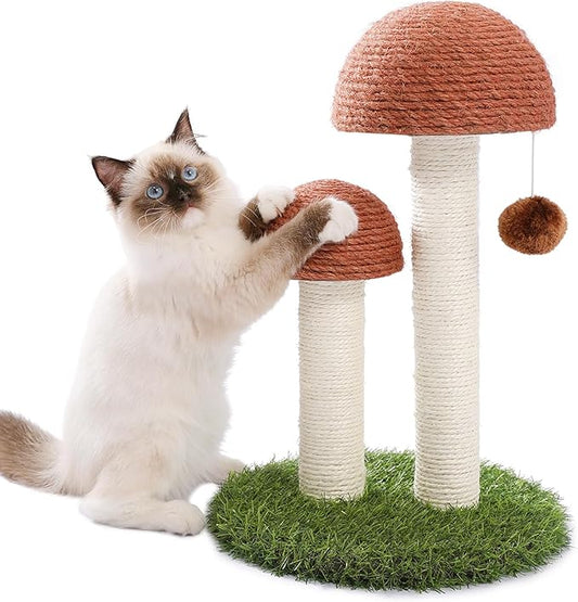 PETEPELA Cat Scratching Post, Mushroom Tall Cat Scratcher Featuring by PETEPELA
