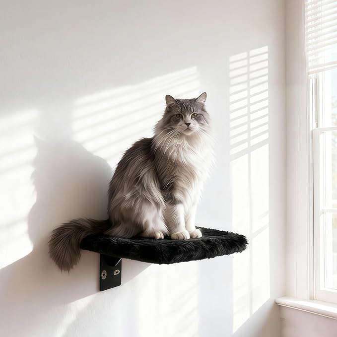 Wooden Cat Wall Shelves and Perches, 5 Piece Wall Mounted Cat Furniture System - Image 6
