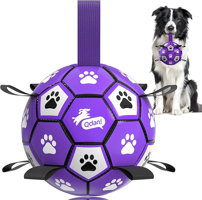 QDAN Dog Toys Soccer Ball with Straps by QDAN