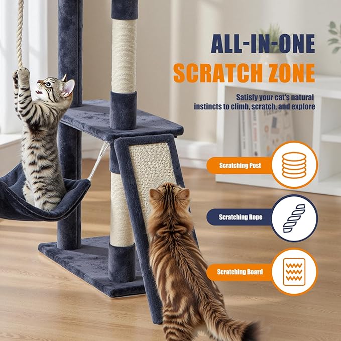 DUMOS 63 Inch Cat Tree Tower, Large Multi Level Cat Climbing Tower - Image 3