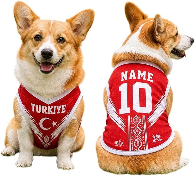 V-DECORPARKS Dog Jersey Custom Name Number, Pets Soccer Jersey by V-Decorparks