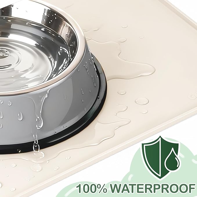 100% Waterproof Silicone Pet Feeding Mat, Warped Resistant Raised Edge BPA-Free - Image 5