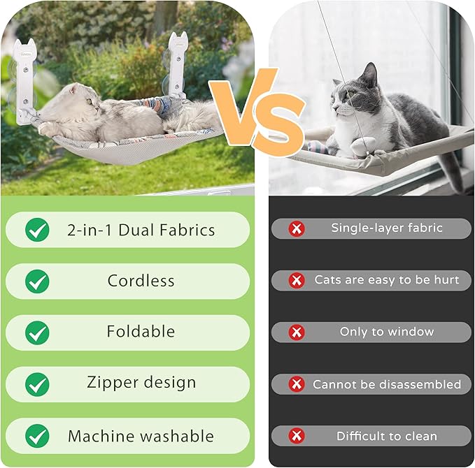 HiPetpy 2 Pack Cat Window Perch, Glow in The Dark Foldable Cat Hammock - Image 8