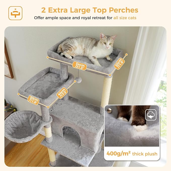 PAWZ Road Tall Cat Tree, 73 Inches Large Cat Tower - Image 5