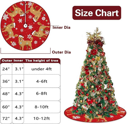Golden Retriever Dog Red Christmas Tree Skirt, 48 Inches Lace-up Snowflake Xmas - Image 3