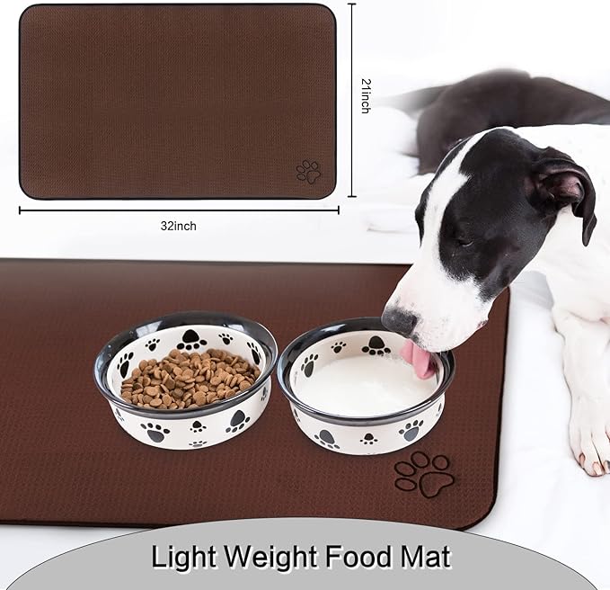 SINLAND Microfiber Extra-Large Pet Food Mat Dish Drying Mat Dog Feeding Mats - Image 2