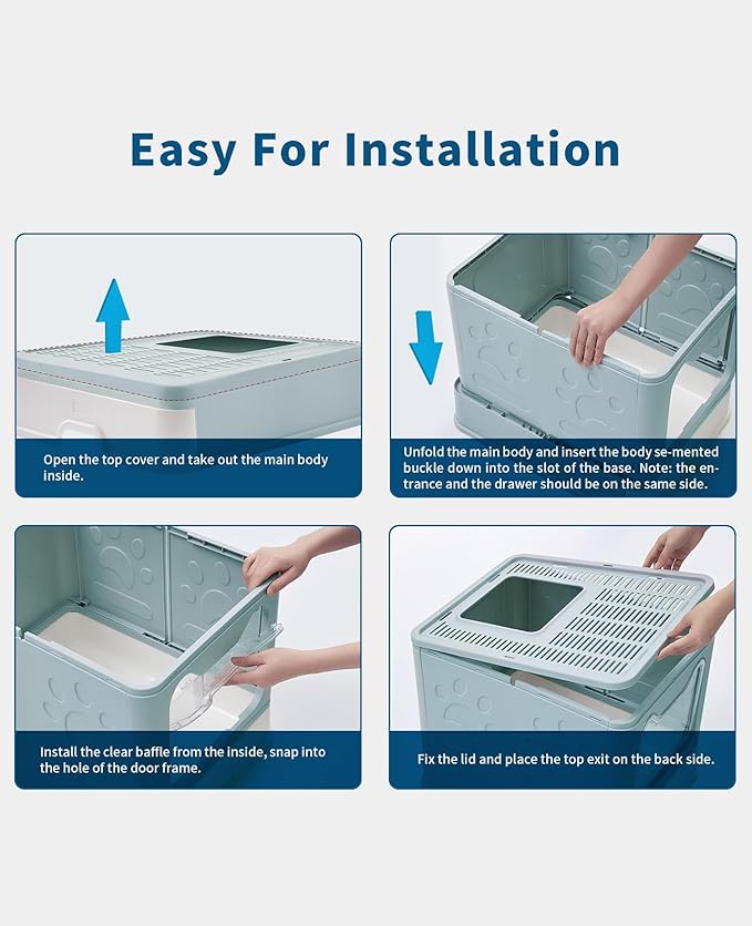 Medario Cat Litter Box with Litter Mat and Scoop, Large Covered Litter Box with - Image 8
