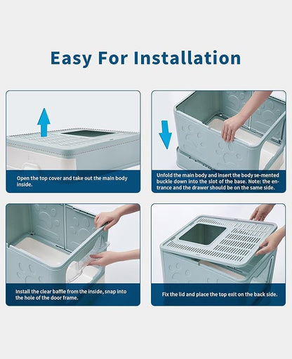 Medario Cat Litter Box with Litter Mat and Scoop, Large Covered Litter Box with - Image 8