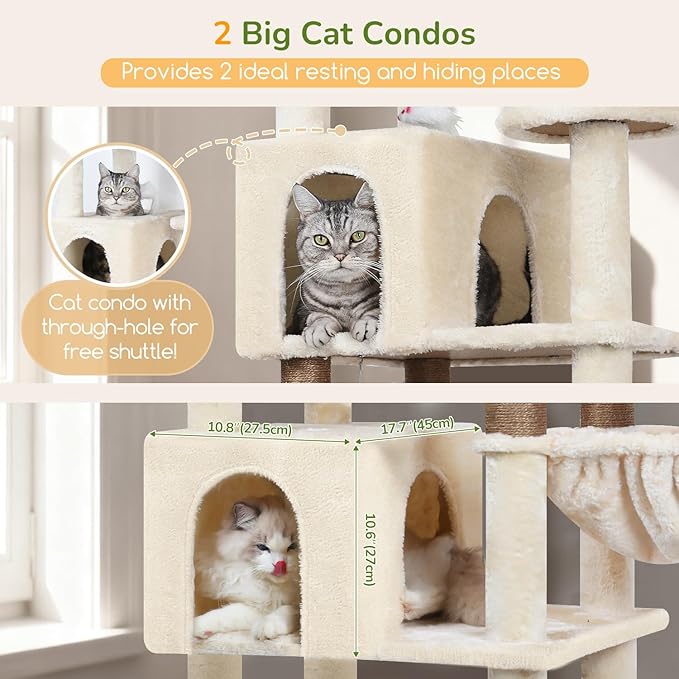 Globlazer Extra Large Cat Tree Tower, 82in Tall Heavy Duty Cat Tree - Image 3