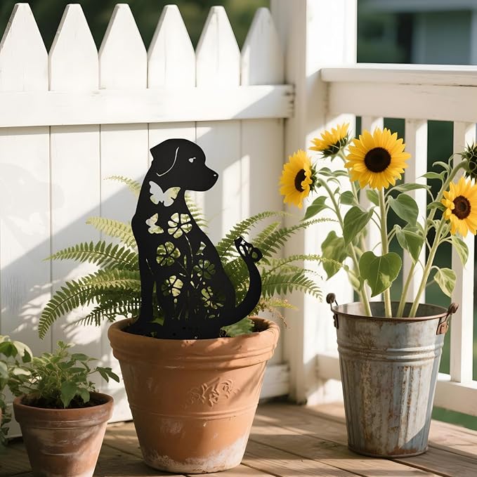 Metal Dog Garden Stakes Lawn Decor, Weather Resistant Steel Puppy Garden Art - Image 5