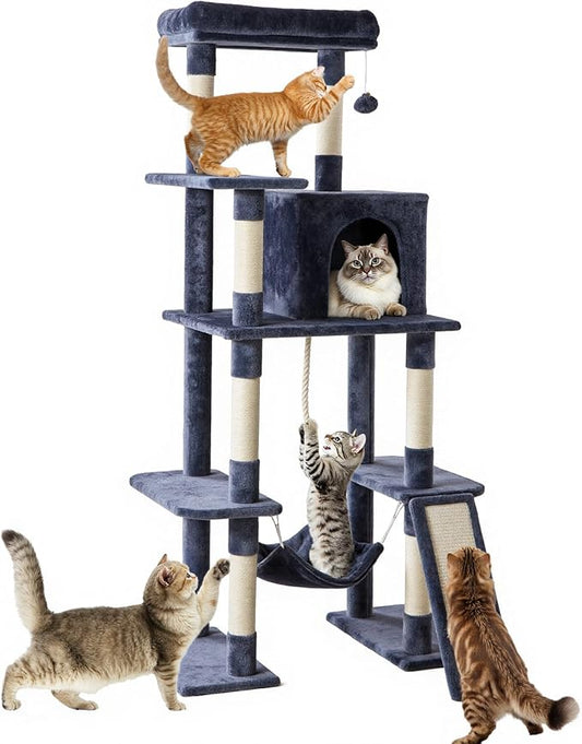 Sweetcrispy 63 inch Cat Tree Tower, Large Multi Level Cat Climbing Tower by Sweetcrispy