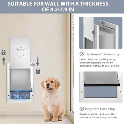 3-Flaps Dog Door for Wall, Rust Proof Aluminum Alloy Frame, Extreme Weather Dog - Image 4