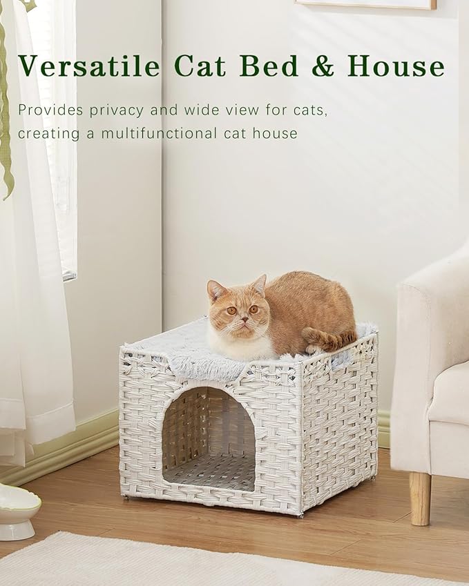 SETVSON Cat Beds Indoor Kitten House, Handwoven Rattan Cat Cave Pet Cube - Image 7