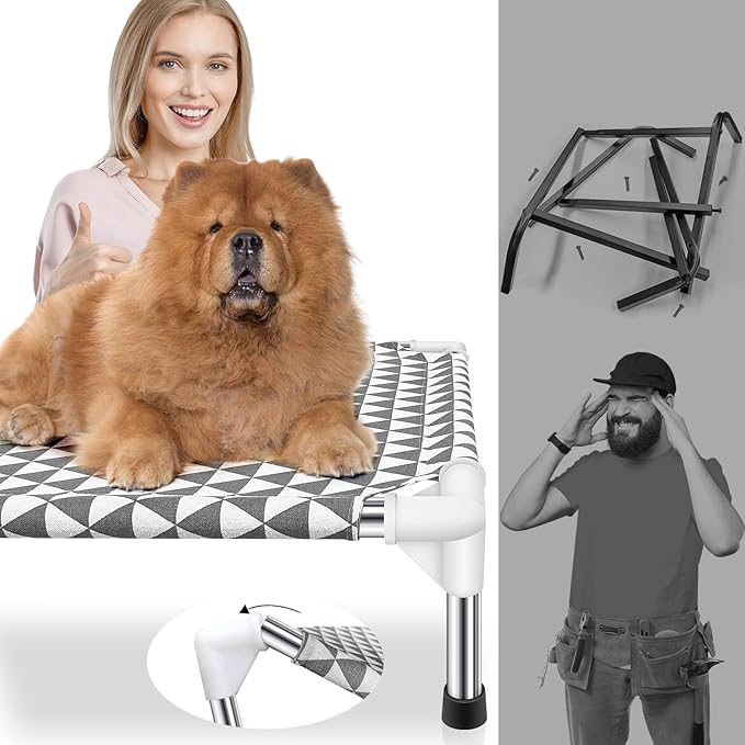 Kuntrust Elevated Outdoor Dog Bed, Medium Size, Cotton Material, Non-Slip Feet - Image 4