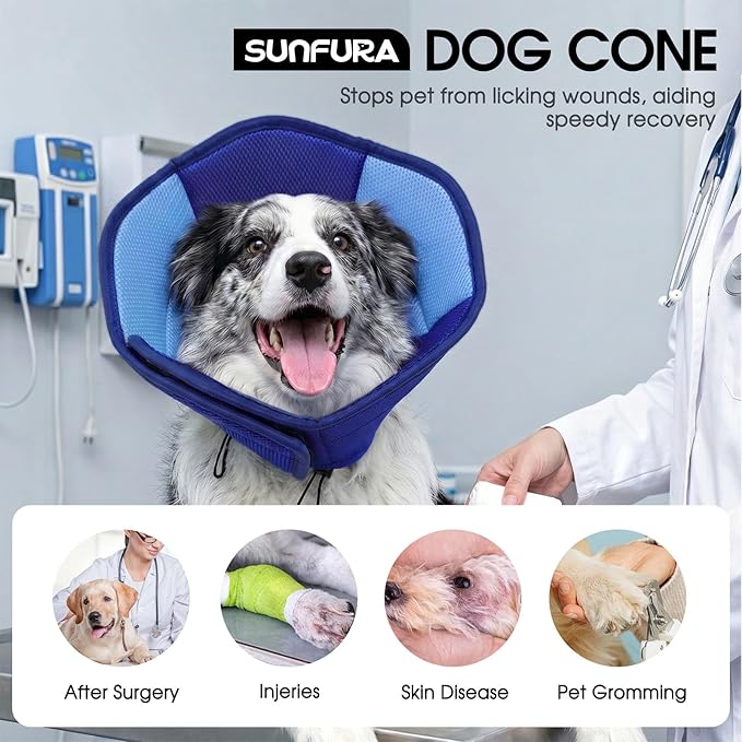 Dog Cones for Large Dogs, Soft Pet Cone Stop Licking After Surgery, Adjustable - Image 2