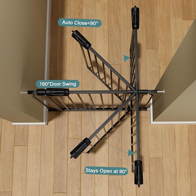 Extra Wide Baby Gate Tension Indoor Safety Gates Black Metal Large Pressure - Image 5