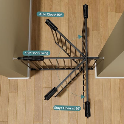 Extra Wide Baby Gate Tension Indoor Safety Gates Black Metal Large Pressure - Image 5