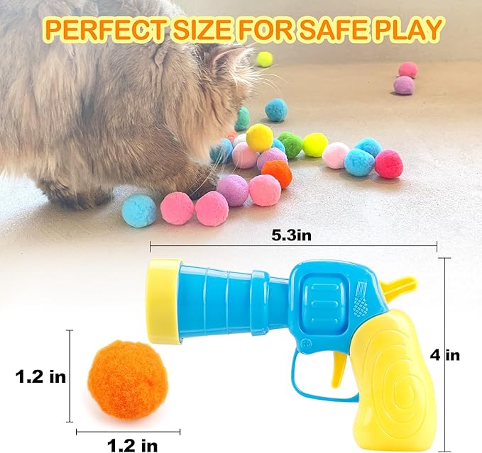 MeoHui 31Pcs Cat Ball Toy Launcher Gun, Cat Balls Fetch Toy, Funny Interactive - Image 4