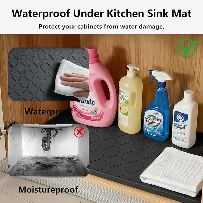 Mateeylife Under Sink Mats for Kitchen Waterproof 22"X19", Undersink - Image 4