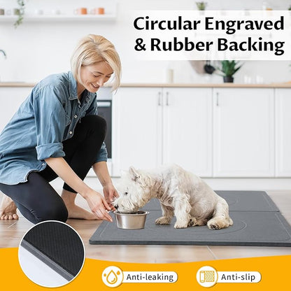 Stone Dog & Cat Food Mat, Bite-Proof Non-Slip Large Diatomaceous Pet Feeding Mat - Image 5