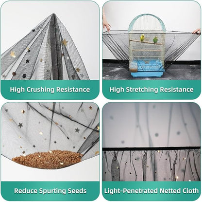 Bird Cage Seed Catcher, Seed Catcher Guard Net Cover, Parrot Nylon Mesh Net - Image 2