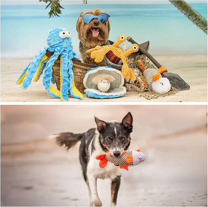 Nocciola Fish Salmon Crinkle Squeaky Dog Toys - Image 2
