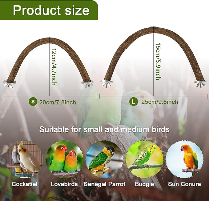 Rypet Natural Wood Bird Perch, U-Shaped Safe Chew & Rest Perch - Image 2