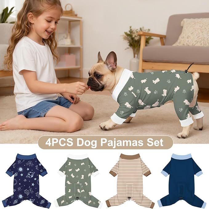 Bienbee Dog Pajamas, 4 Pack Dog Recovery Suit Shedding Suit Cute Soft Puppy - Image 2
